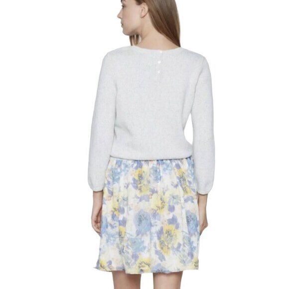 Joie Dessa Silk Cotton Layered Floral Mixed Media Sweater Dress Size S - Picture 5 of 10